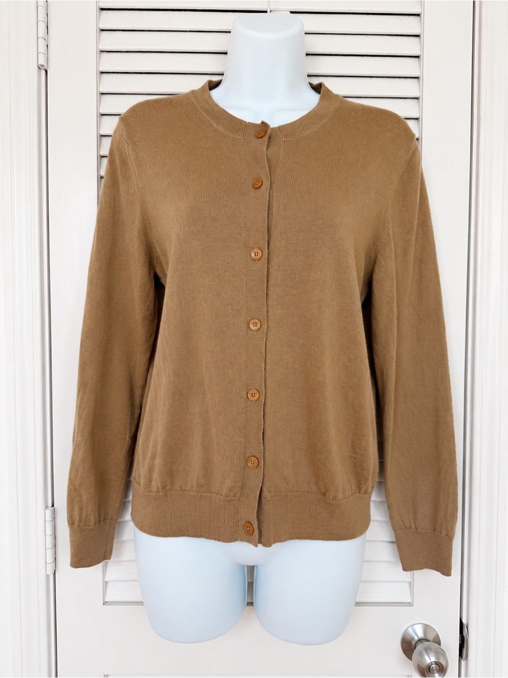 Burberry Uniform Extra Fine Merino Wool Cardigan Camel Beige Size L Luxury Knit